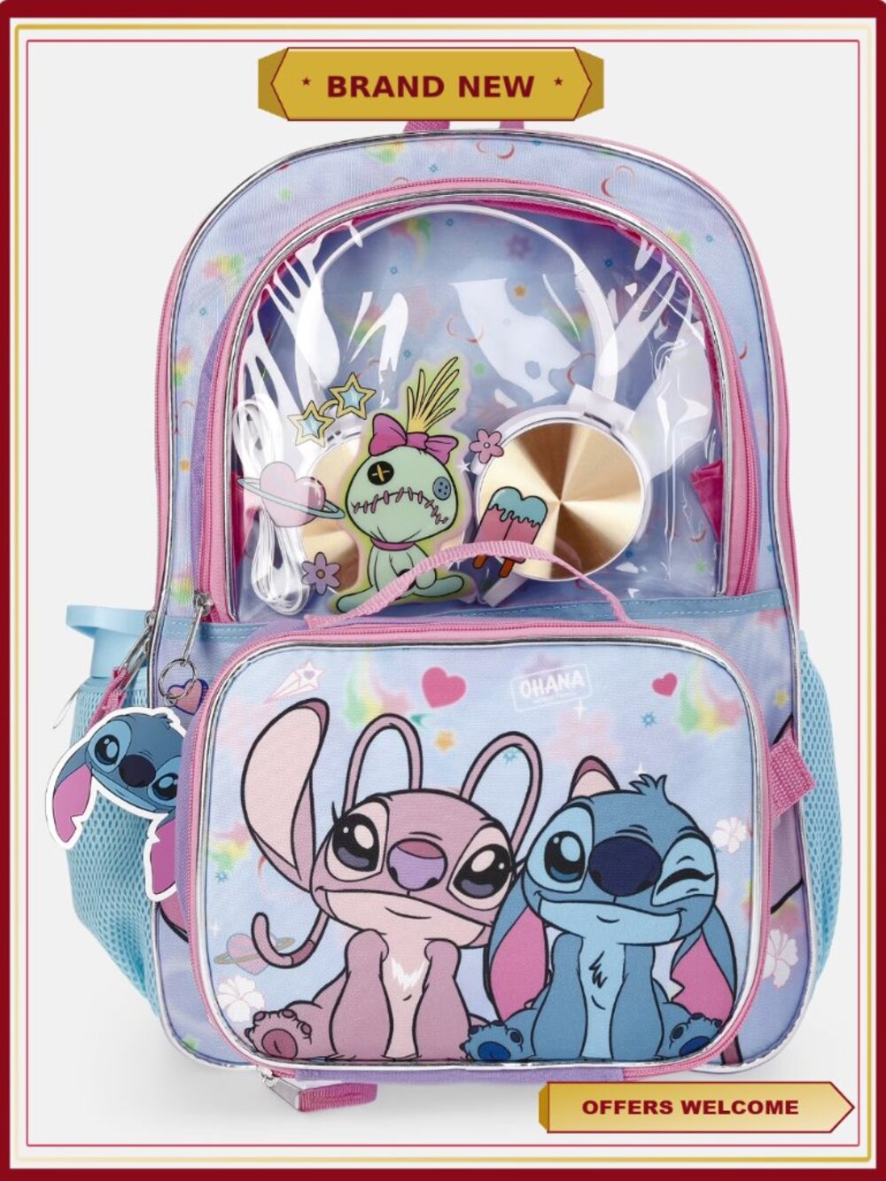 Lilo & Stitch Backpack Set with Lunch Kit, Headphones, Water Bottle